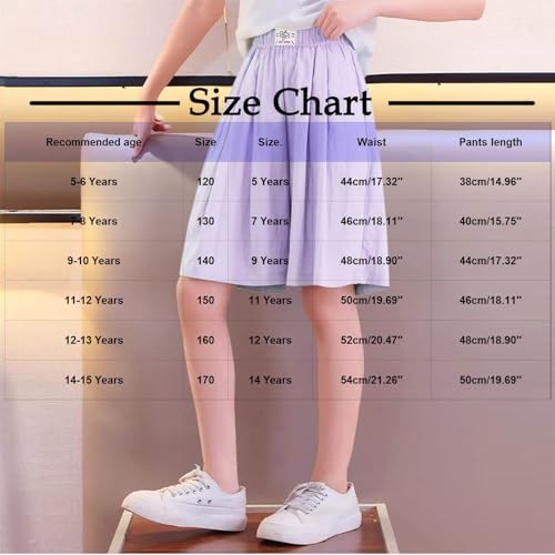 Girls Bermuda Shorts Casual Elastic Wasit Wide Leg Knee Length Short Pants for Kids Loose Beach Trousers2