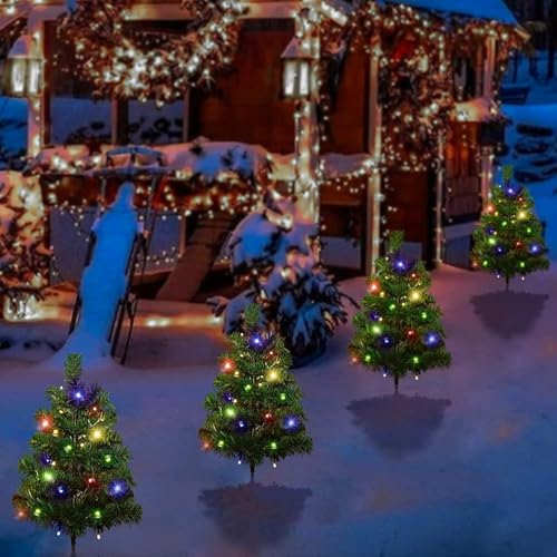 4 Set Solar Christmas Tree Multicolor 120 LED Light Outdoor Christmas Light - image 4