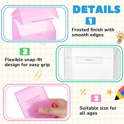 Image of Clabby 2 Pcs Clear Plastic Crayon Boxes Hold 24 Count, Pink,Clear