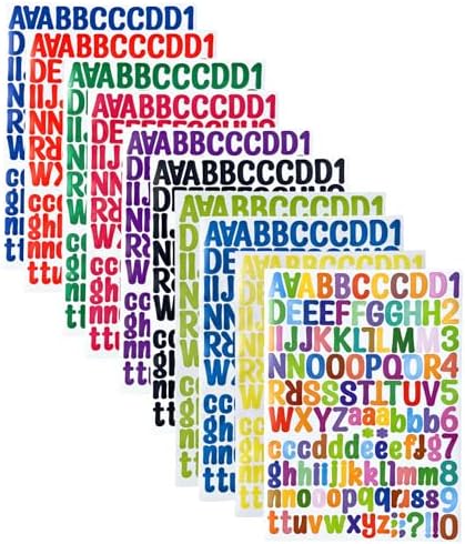 1260 Pcs Letter Stickers,10 Sheet ABC Stickers,1 Inch Small Number Alphabet Sticker,Vinyl Self-Adhesive Stick on Letters for Poster,Bottles,Glass,Decor