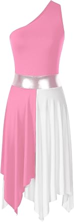 JEYPINMI Womens Liturgical Praise Dance Dress One Shoulder Worship Lyrical Dance Costume