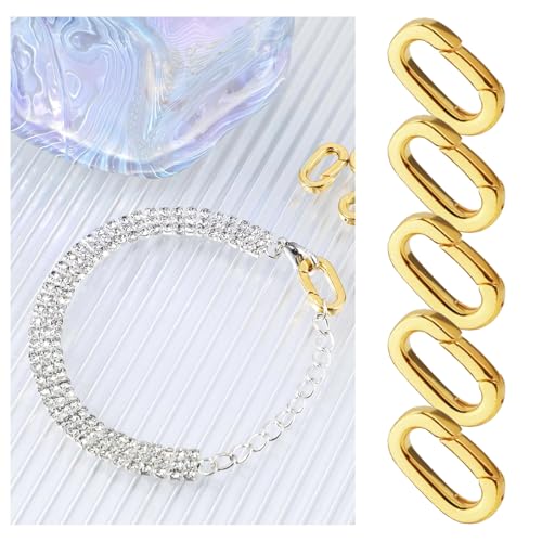 Aikeis 5 Hebillas Ovaladas Con Resorte Chapado En Oro De 18 Quilates Para Manualidades