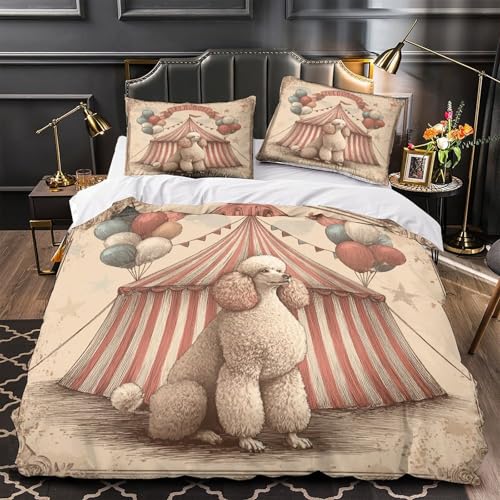 Parure de lit chien de cirque vintage microfibre pour lit single