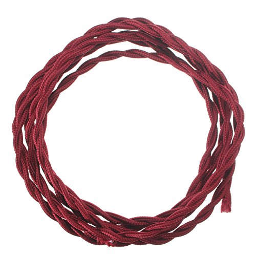 MASHANG 3M Vintage 2 Core Twist Tissu Tressé Câble Fil Électrique Cordon D'Éclairage - Rouge-Violet Cover