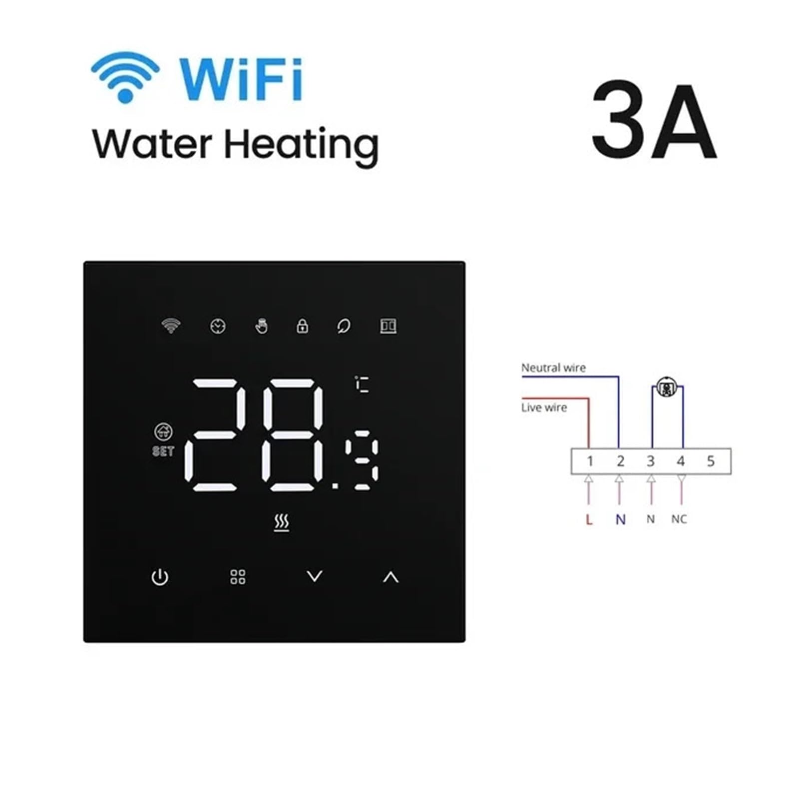Termostat, Inteligentny Termostat Do Ogrzewania Podłogowego, Elektrycznego Systemu Grzewczego, Kotła, Panelu Akrylowego, Montowanego Na Ścianie, Regulatora Temperatury(Black,Heating)