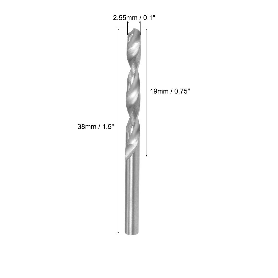 Sourcing Map Forets En Carbure Monobloc 2,55 Mm - Lot De 2 Pour Acier Dur, Inox Et Alliages, Tige Droite, 50 HRC