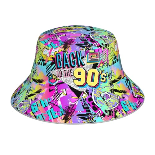 Image of YETTA YANG 90s Ccolorful Lip Bucket Hat Beach Summer Sun Hat Reversible Fisherman Hats Double Sided Wearing for Women Men Boys Girls, Large
