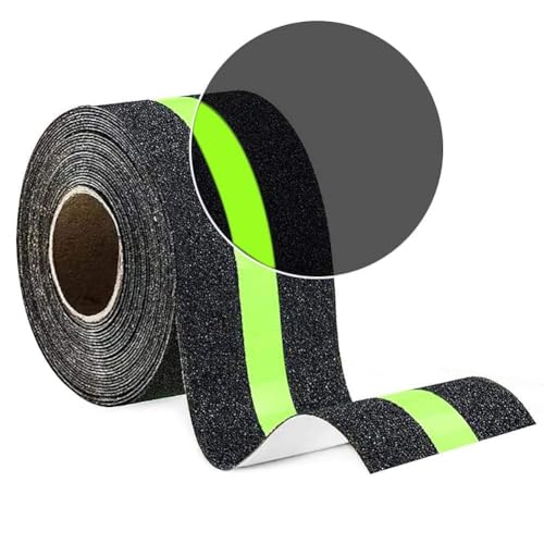 Image of Aarni 10-Meter Anti Slip Tape with Glow in Dark Stripe for Stairs Waterproof Non Slip Strips for Stair Treads Black & Green Non-Slip Traction Tapes