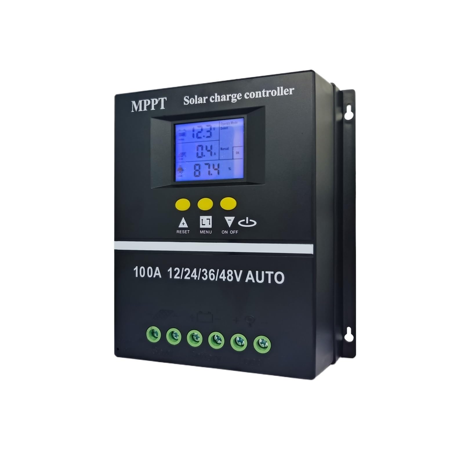 Kontroler ładowania słonecznego, 100A 80A 60A Regulator Ładowania Słonecznego 12V 24V 36V 48V Panel Słoneczny Regulator Akumulatora Kwasowo-ołowiowego/litowego Podwójny USB(80A)