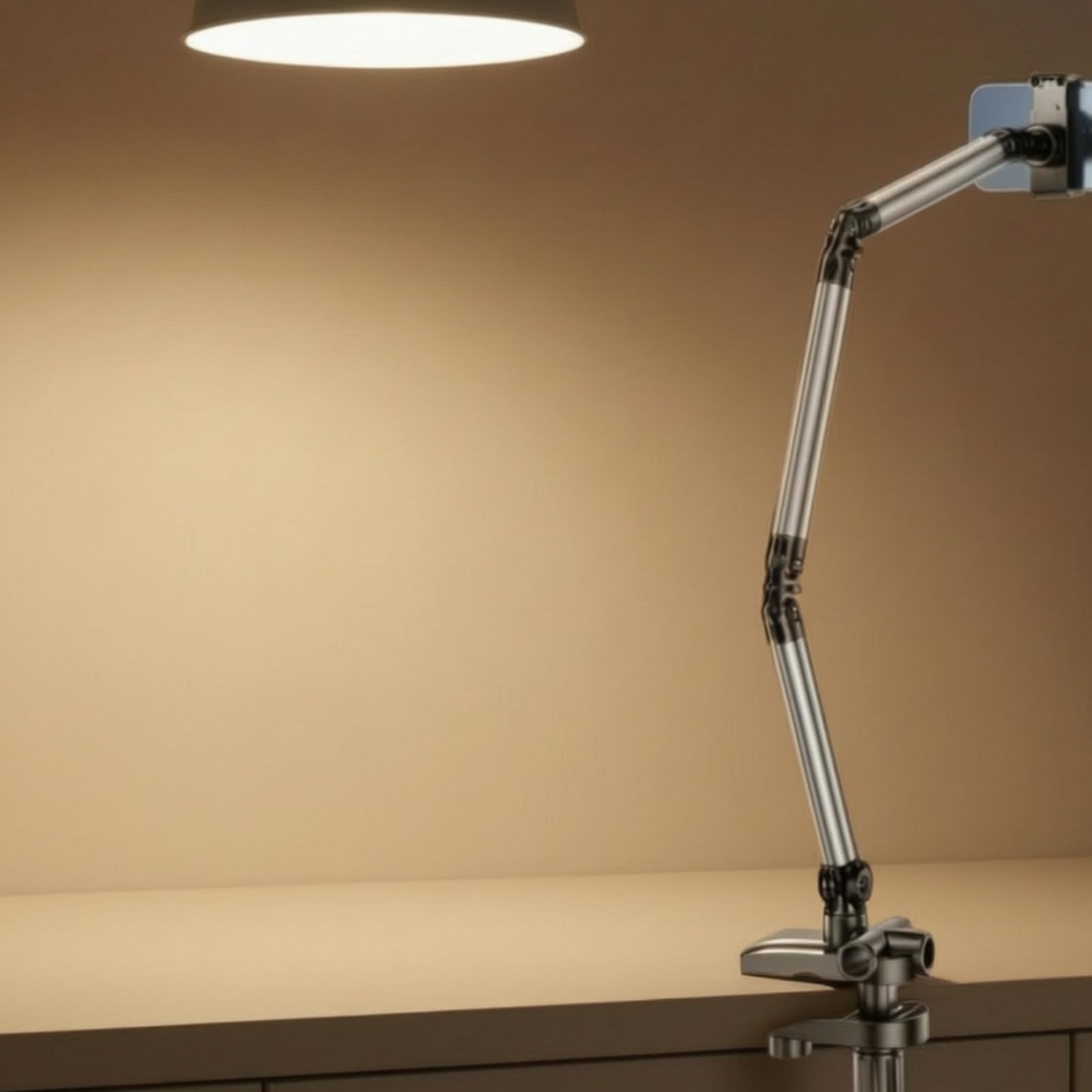 Supporto Regolabile Telefono Staffa con Morsetto da Tavolo Braccio Orientabile Rotazione 360 Gradi Lega di Alluminio Compatibile Fino a 7pollici Richiudibile Adatto per Contenuti