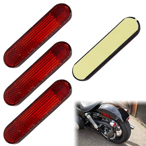 Catadioptrico Rojo, Reflectores para Pegar, Autoadhesivo Reflector, Reflectore de Adhesivo, Rojo reflectore, Reflector Trasero para Remolque Camión Moto Tractor Bicicleta, 96 * 24MM, 4 Piezas