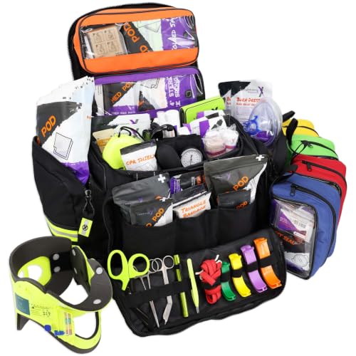 Lightning X Stocked X-Large Modular EMT Medic Trauma Bag w/Emergency Medical Fill Kit Supplies (Black)