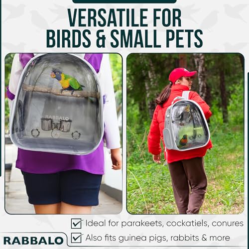 Image of Bird Carrier Backpack with Clear Window - Travel Cage for Parakeets, Conures, Cockatiels - Portable Pet Bag with Tray, Perches, Cups, Ventilation - Hiking, Travel & Outdoor Adventure