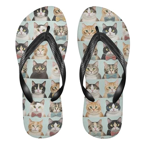 Burbuja Vintage Cats Flip Flops for Women Men, Soft Thong Sandals Rubber Slippers for Pool Beach Essentials