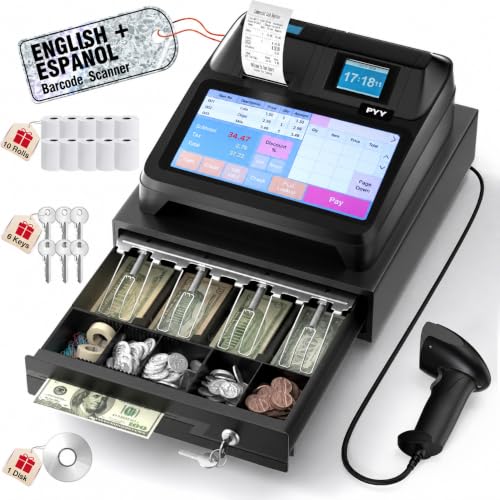 Image of PYY Cash Register for Small Businesses Caja Registradora with Wired Scanner
