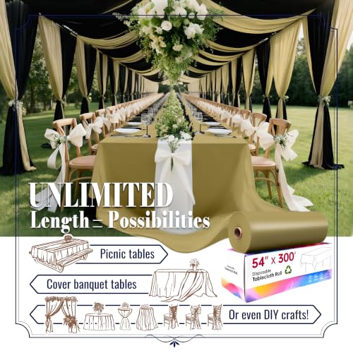 Image of Plastic Table Cloth Disposable, 54In X 300F Table Cover Roll Waterproof