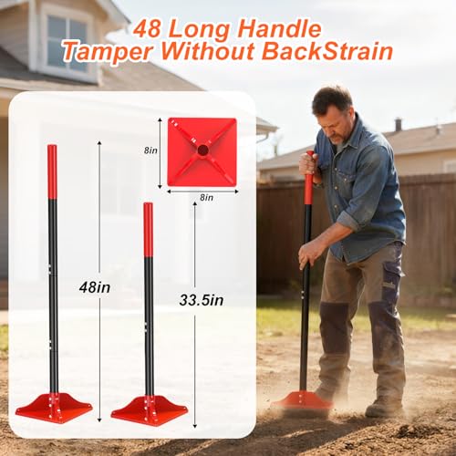 Herramienta apisonadora de acero 8 x 8 pulgadas con mango 48 pulgadas miniatura 2
