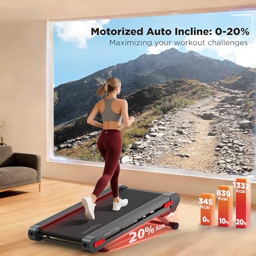 Image of Jogwell Walking Pad Treadmill with 12% /20% Auto Incline, 3.5HP Brushless Ultra-Quiet, Under Desk Treadmill for Home Office, 400 LBS Capacity, 30% Wider Deck, Vertical Storage