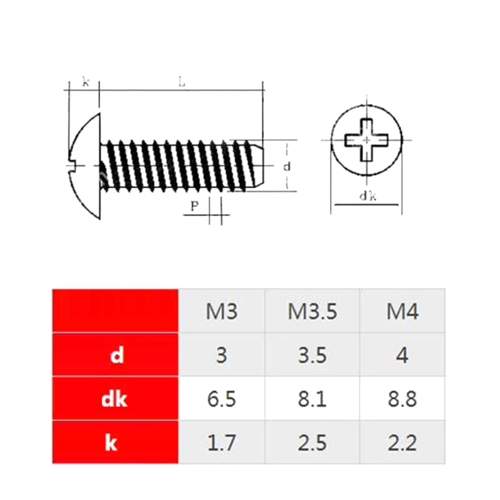 Tornillos autorroscantes 50 Tornillos autorroscantes de Cabeza de Hongo con Ranura en de Acero Inoxidable ennegrecido M3/M3.5/M4, M4 x 8 mm(M4x16mm)