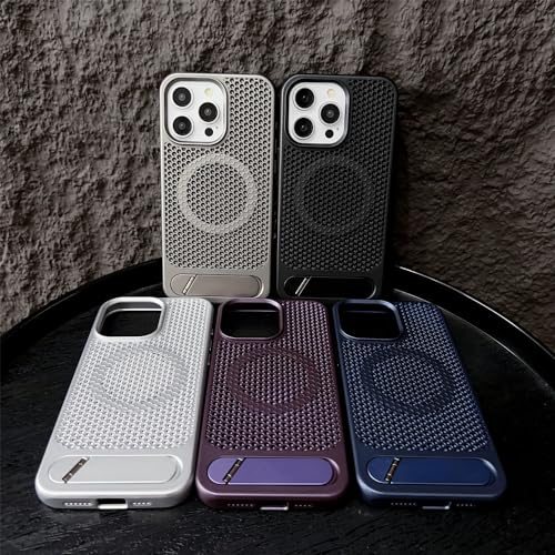 Coque iPhone 13 Pro contre la surchauffe étui magnétique avec bague gris