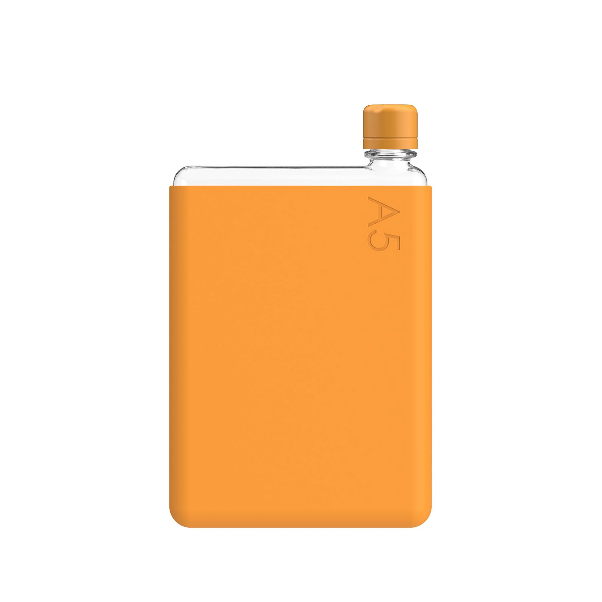 Memobottle Mandarin A5 (Mandarin) Bundle - 25Oz (750Ml) - Bottle, Silicone Sleeve & Lid |Slim Water Bottle For Bags, Beside Books & Laptops | Bpa Free Tritan | Modern & Minimalist
