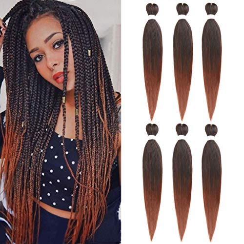 Cocunoyi 6Packs/Lot Ez Braids 26Inch Pre Stretched Brading Hair Professional Crochet hair Braids Hot Water Setting Synthetic Fiber Hair Extensions for Women(1B-30#)