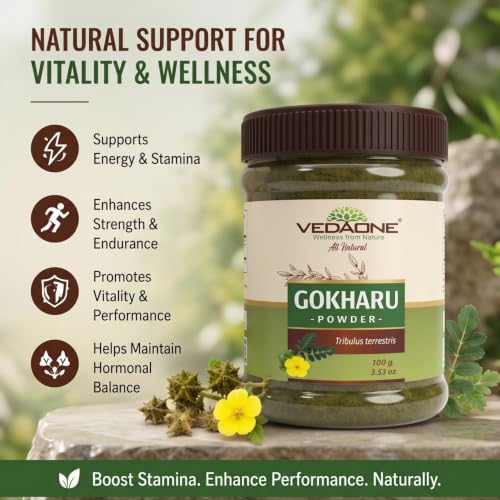 Image of Vedaone USDA Organic Gokharu 100g Powder For Rejuvenation - Pack of 3