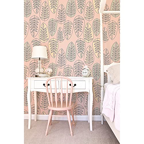Papier peint feuilles stripées pour chambre et salon style nature moderne - 2