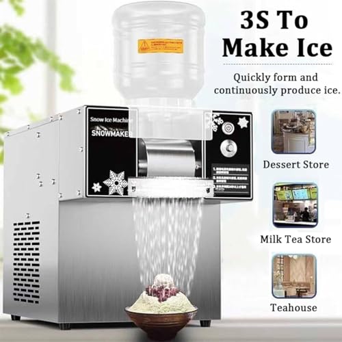 Eiscrusher/Slush-Maschine, kommerzieller Crushed Ice Maker mit elektrischem Drehteller aus Edelstahl zum Mixen von Slushies, Cocktails, Frappé, Kaffee, Geschwindigkeit einstellbar,100kg/h – Bild 3