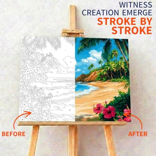 Image of Art Therapy Pcn31 Linen Canvas DIY Paint by Numbers Kit 15 x 20 Inch for Adults and Kids with 2 Set of Acrylic Oil Painting Colors with Brushes for Stress Relief & Home Decoration ( inchBliss by The Bay)