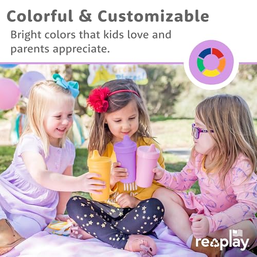 Re-Play Spill-Proof Sippy Cups - Reusable 10 Oz Set of 4, Dishwasher & Microwave Safe, Made in USA, Desert Roses