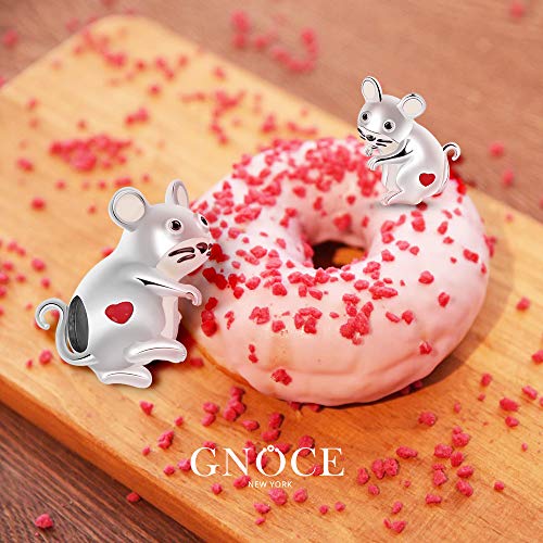 GNOCE Mouse Charm Bead Sterling Silver Clever and Diligent Zodiac Signs Animal Charm Bead Fit Bracelet/Necklace Jewelry Gift for Women Mens2
