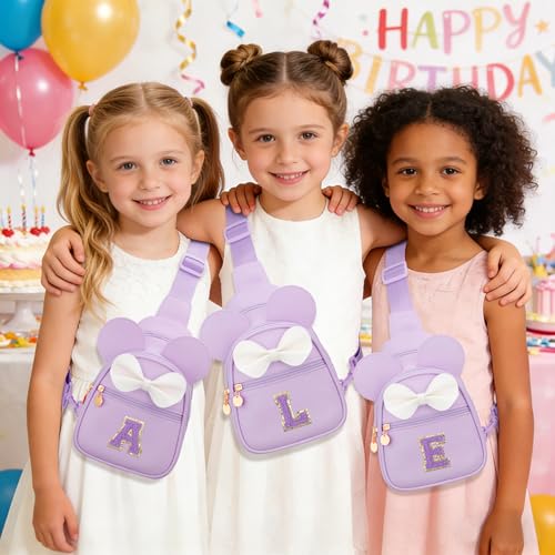 Image of Initial Sling Bag Crossbody Purse for Kids Girls Age 3-8 | Personalized Initial Creates A Thoughtful Gift, Soft Vegan Leather, Adjustable Strap & 3 Pockets for Kids Girls 3-8, Purple G