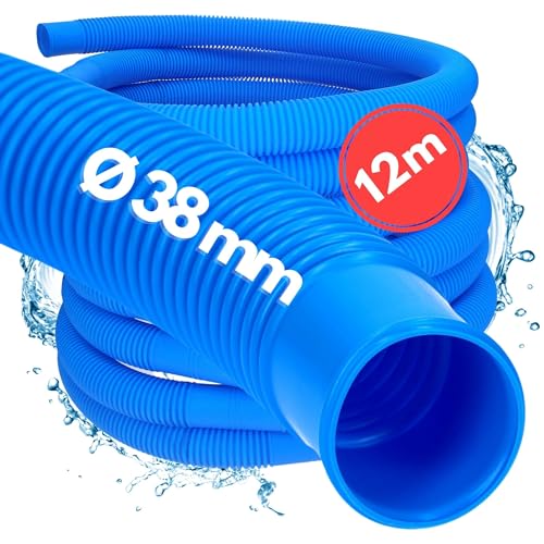 12 mètres Kalitec tuyau de piscine 38mm, bleu I Tuyau pour pompe de piscine I Made in Germany I Résistant au chlore et au passageI Indéformable
