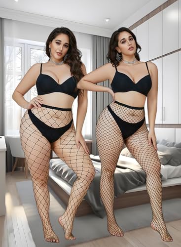 Plus Size Fishnet Stockings for Women,Plus Size Sexy Fishnets Tights Halloween Fish Net Stockings