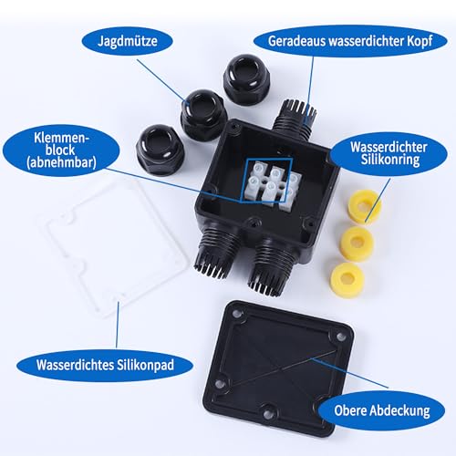 4 Piece Junction Box Waterproof IP68: 3-Way Underground Cable Connector Waterproof Junction Box Outdoor for Cables with 5 mm - Image 2