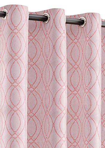 Image of Yellow Weaves 1 Pc Jacquard Oval Eyelet Window Curtain - Perfect for Home, Office, Bedroom, Living Room & Balcony - 5 Feet (Dusty Pink)