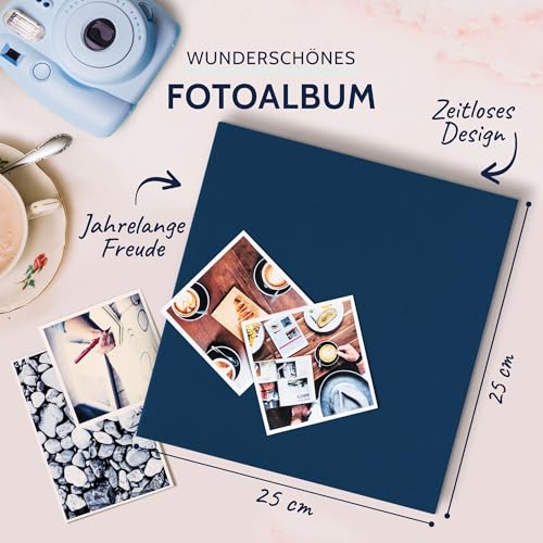 goldbuch 24711- Fotoalbum, Summertime, Fotobuch mit 60 weiße Seiten & Pergamin Trennblättern, Foto Album aus Leinen, Erinnerungsalbum, Hellblau, 25 x 25 cm