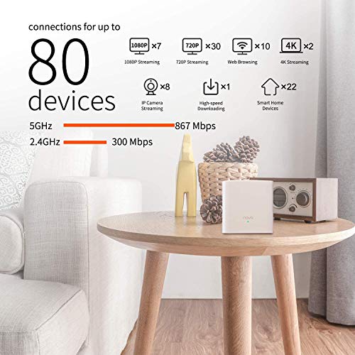 Image of Tenda Nova MW5G Whole Home Mesh Wi-Fi System, 3500sq Wi-Fi Coverage, Two Gigabit Ports, Work with Amazon Alexa, Parental Controls, Easy Set Up, Router and Wi-Fi Booster (Pack of 3)
