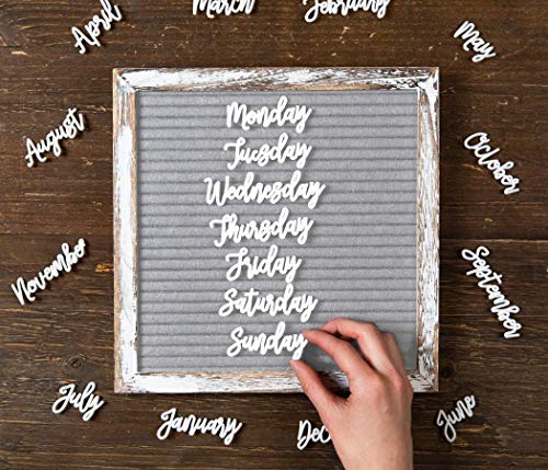 Little Hippo Grey Felt Letter Board Sign 10x10 Inch with 690+ PRE-Cut Letters - Rustic Wood Message Board with Letters and stand, Baby Announcement Sign, Back to School Felt Board