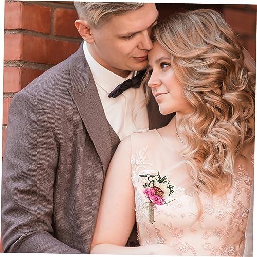 Boutonniere de flor seca para boda elegante Ciieeo miniatura 4