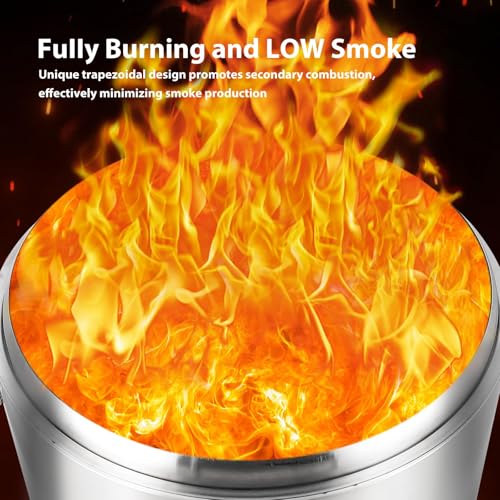 27 Inch Stainless Steel Smokeless Fire Pit, Outdoor Portable Smokeless Firepit, Low Smoke Firepit for Backyard Patio Garden Picnic Camping Bonfire