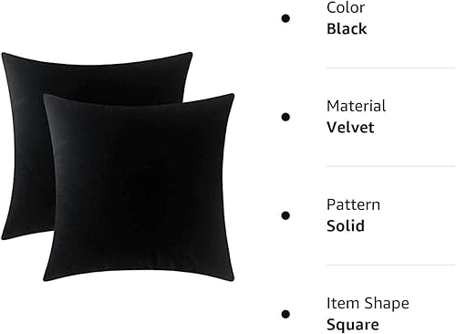 Miniatura 5 de Artcest Juego de 2 cómodas fundas de almohada de terciopelo sólido, fundas de cojín cuadradas suaves decorativas para sofá, cama y sala de estar, 18