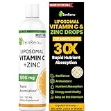 Zenrenu Liposomal Vitamin C and Zinc Liquid Drink for Adults & Kids - Non GMO Sunflower Lecithin - Max Antioxidant & Immune Support, 5 oz / 150 ml