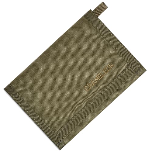 Chameleon Trifold Men Nylon Wallet - Military Tactical Mens Wallets- ID Card Holder - Canvas Thin Front Pocket Travel Wallet -Coin Zipper Pocket
