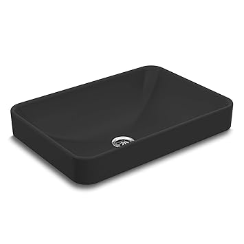 KOHLER Forefront Rectangular Vessel Basin, Without Deck, Honed Thunder Grey