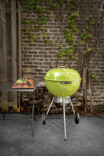 Image of Weber Master-Touch Charcoal Grill, 22-Inch, Spring Green - Premium Outdoor BBQ Grill with Tuck-Away Lid Holder & One‑Touch Cleaning System, Porcelain‑Enameled Kettle
