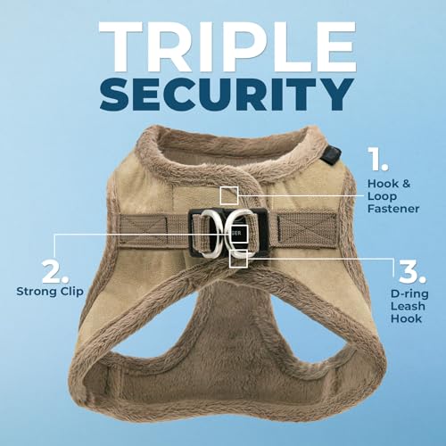 Image of Voyager Step-in Plush Dog Harness - Soft Plush, Step in Vest Harness for Small and Medium Dogs by Best Pet Supplies - Latte Suede (Leash Bundle), XL (Chest: 20.5-23 inch)