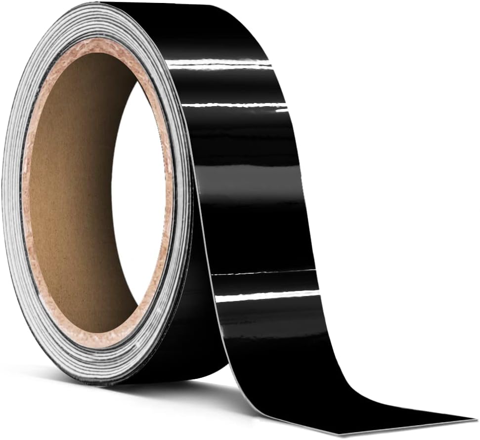 VViViD+ Ultra-Gloss Piano Black Air-Release Adhesive Premium Vinyl Pinstripe Tape Roll (6 Inch x 20ft)