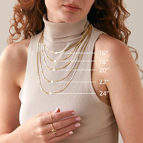 PAVOI 22K Gold Plated Chain Necklace For Women | Italian Solid 925 Sterling Silver Necklace for Men | Cuban Link, Rope, Snake & Rope Diamond-Cut Herringbone | Trendy Unisex Jewelry2